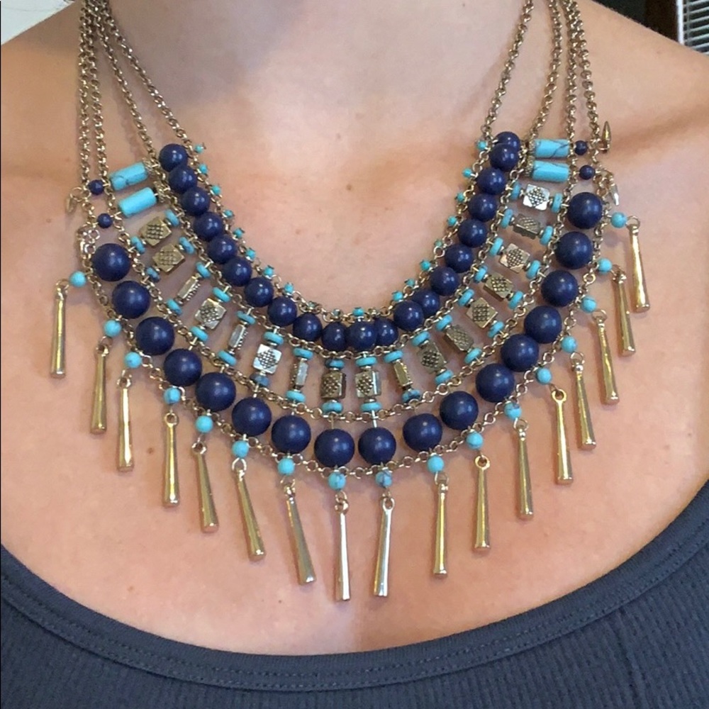 Gold/Blue Statement Necklace